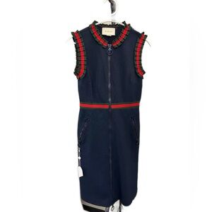 Authentic Gucci  Formal Dress in Navy with Red and Green Trim